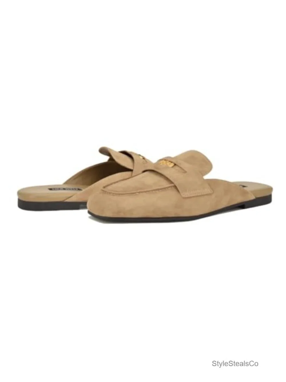 Suede Square Toe Slip-On Loafers 0.75in Heel